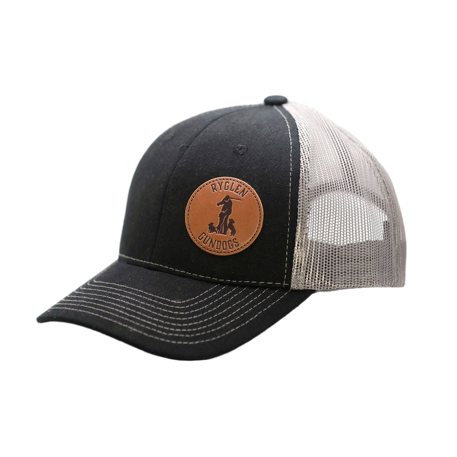 Ryglen Hat - Black and grey with Leather Patch