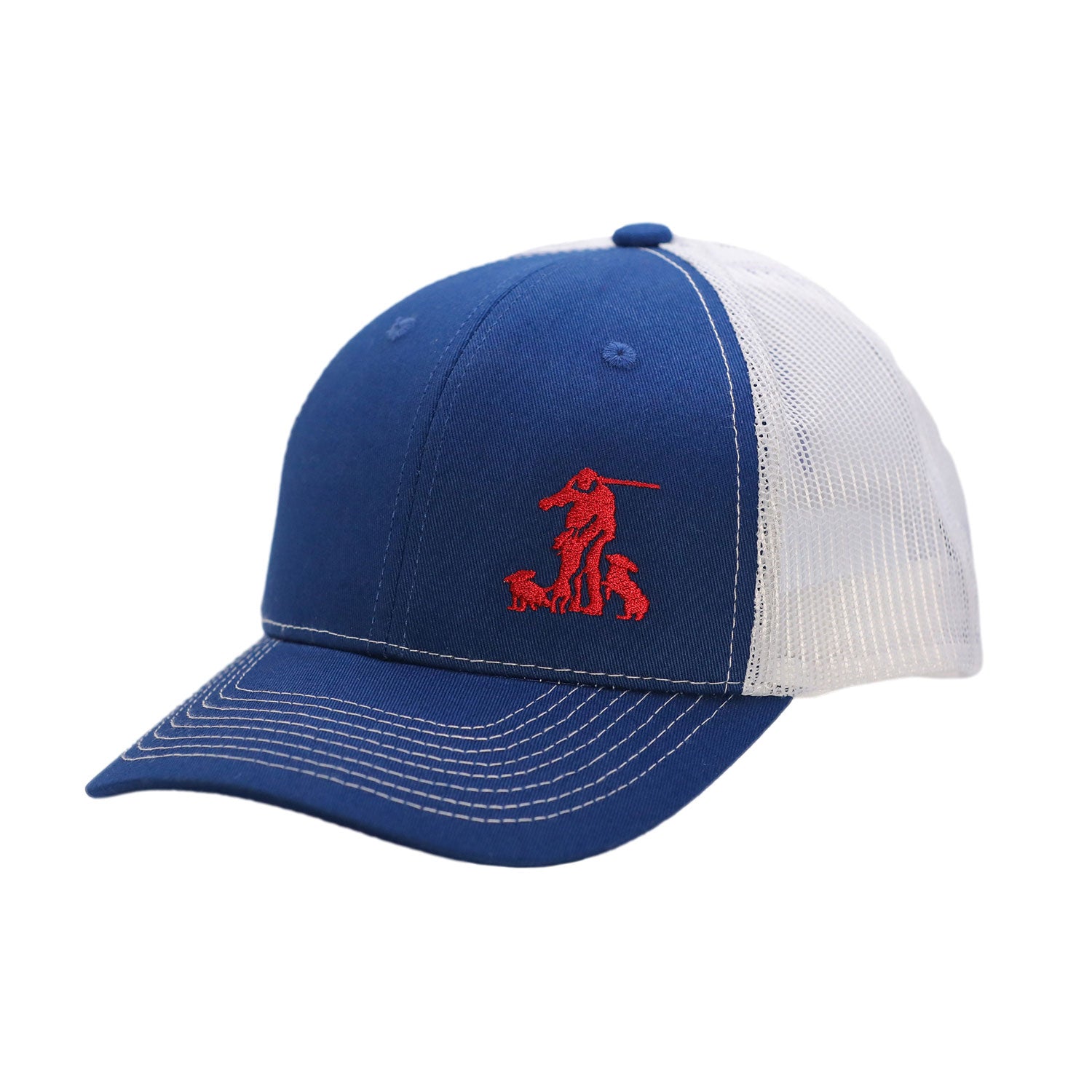Ryglen Hat - Trucker Style Blue and white with red logo